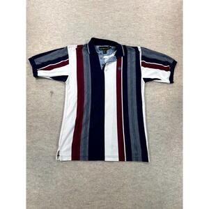 Knights Of The Round Table Mens Large Multicolor Striped Performance Polo Shirt
